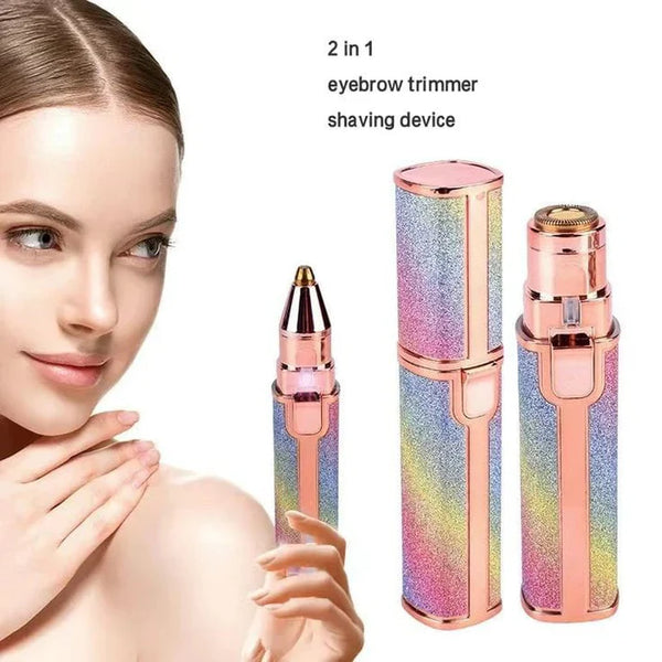 2-in-1 Painless Eyebrow, Facial Hair Electric Trimmer Razor for Women/Men with LED Light