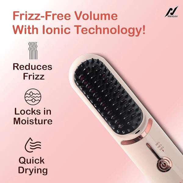 Rechargeable Wireless Hair Straightener Brush