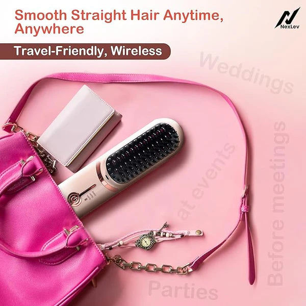 Rechargeable Wireless Hair Straightener Brush